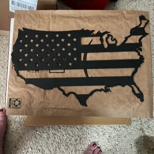 Powder coated Steel UNITED STATES wall art. Can be painted with Acrylic paint.